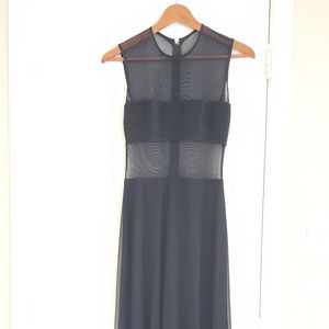 Tadashi Body Con Black Mesh Cutout Dress